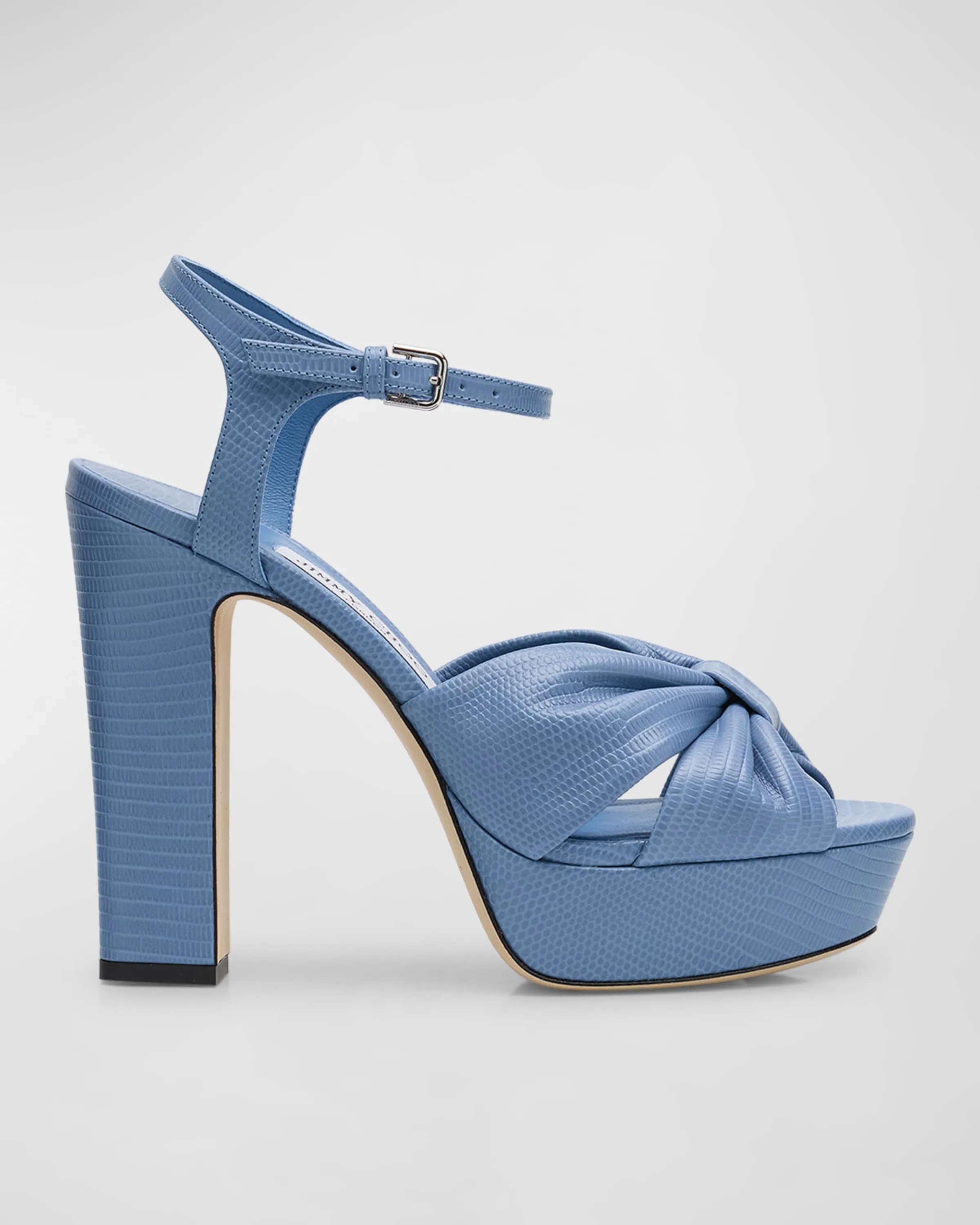 Heloise Embossed Ankle-Strap Platform Sandals