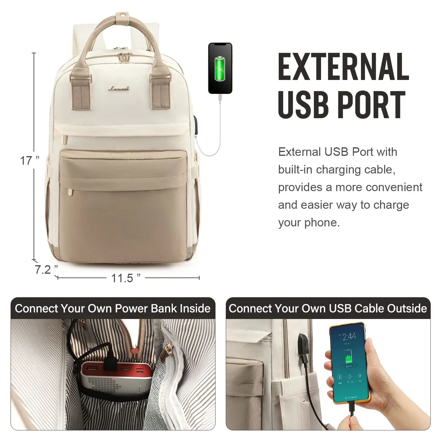 Laptop Backpack for Women – Stylish Waterproof Travel Bag with USB Port - Image 9