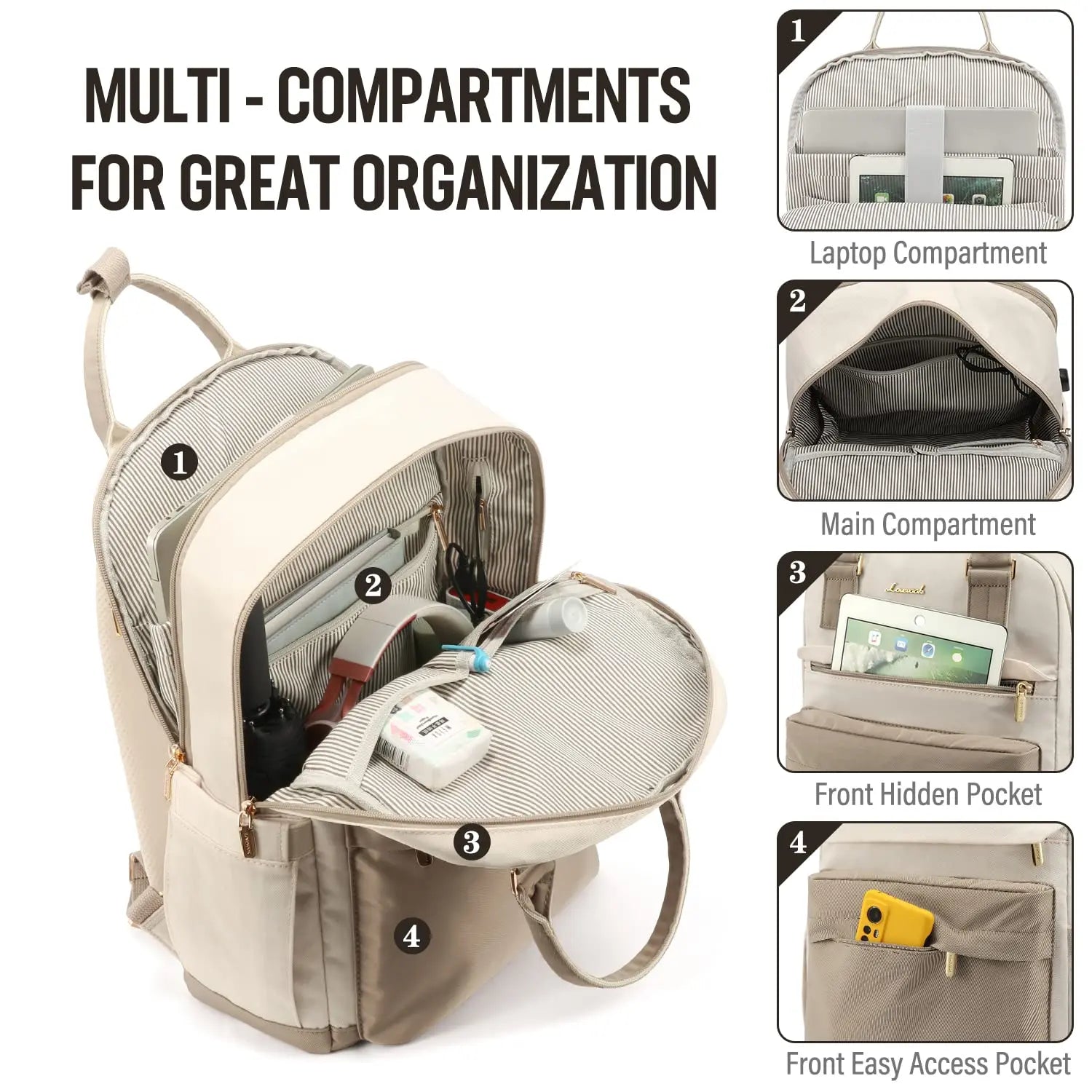Laptop Backpack for Women – Stylish Waterproof Travel Bag with USB Port - Image 6