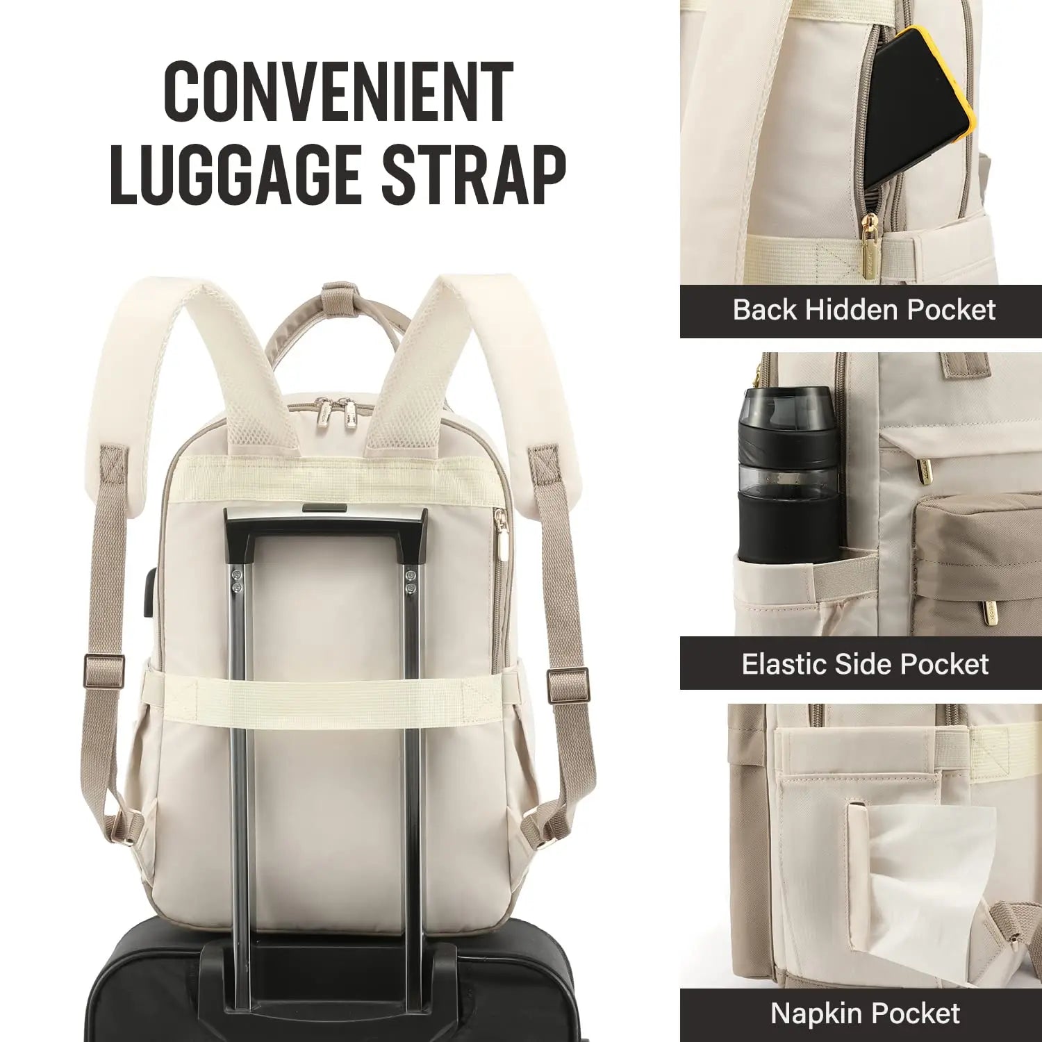 Laptop Backpack for Women – Stylish Waterproof Travel Bag with USB Port - Image 8