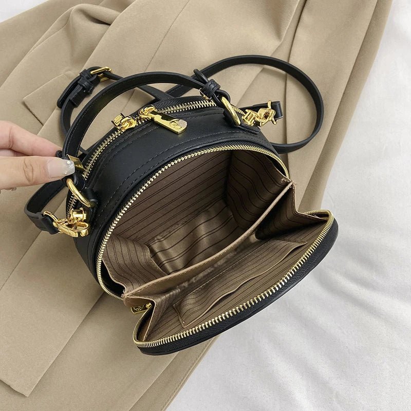 Regal Heritage Embroidered PU Leather Round Shoulder Bag - Image 8