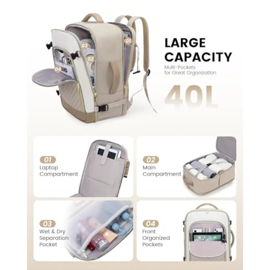 Women’s 40L Travel Backpack – TSA Carry-On, Fits 17" Laptop - Image 4